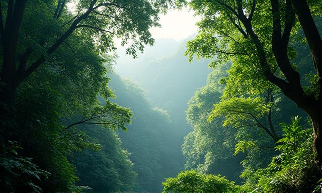 Lush green rainforest canopy in Costa Rica with mist, indicative of adventure and nature travel.