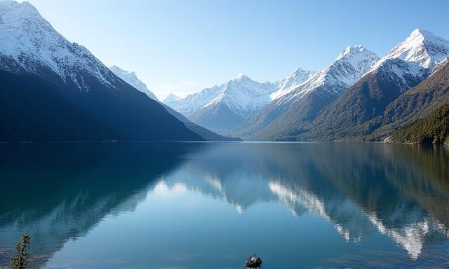 Majestic snow-capped mountains and pristine lakes in New Zealand, perfect for adventure travel.